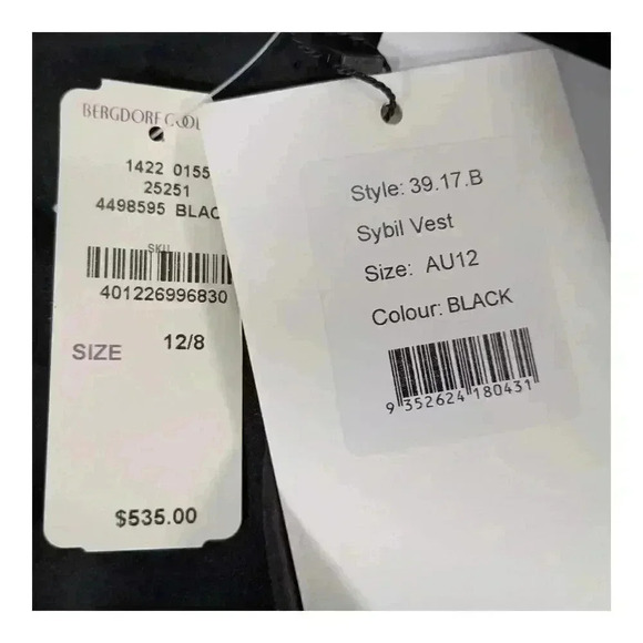 Anna Quan Sybil Vest Top Wool Black Women's 12 - Picture 6 of 7